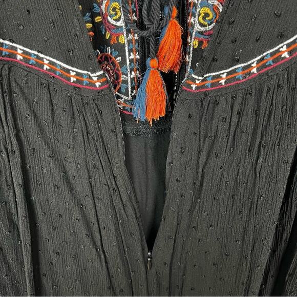 Francesca’s Miami Boho Short Flutter Sleeve Embroidered Mini Tunic Dress Large - Picture 11 of 12